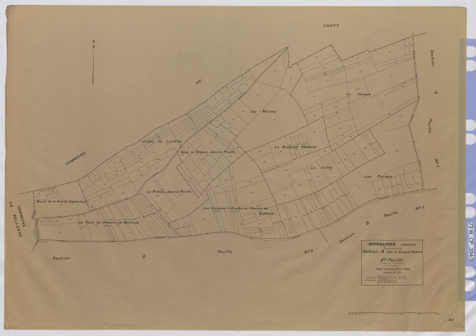 Plan du cadastre rénové - Monsures : section A2