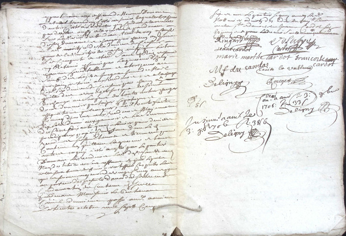 Etude de Me Nicolas Rouget à Amiens (étude n°5). Minutes de l'année 1706