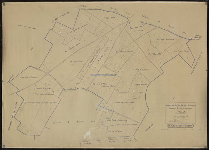 Plan du cadastre rénové - Hautvillers-Ouville : section B1