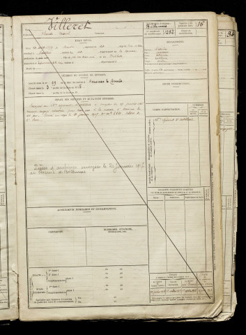Villeret, Claude Marcel, né le 14 août 1897 à Nantes (Loire-Atlantique), classe 1916, matricule n° 1232, Bureau de recrutement d'Abbeville
