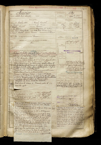 Hurier, Achille Paul Adéodat, né le 19 octobre 1881 à Mesnil-Bruntel (Somme), classe 1901, matricule n° 639, Bureau de recrutement de Péronne