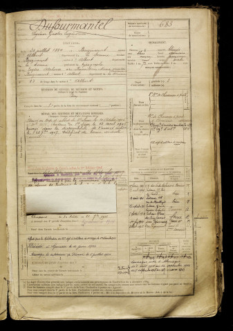 Dufourmantel, Agénor Gaston Eugène, né le 30 juillet 1884 à Bouzincourt (Somme), classe 1904, matricule n° 683, Bureau de recrutement de Péronne