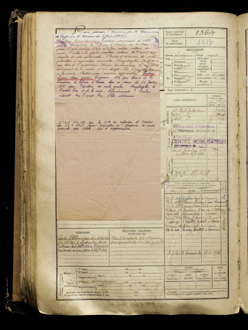 Lemaire, Victor, né le 25 mars 1897 à Amiens (Somme), classe 1917, matricule n° 1364, Bureau de recrutement d'Amiens