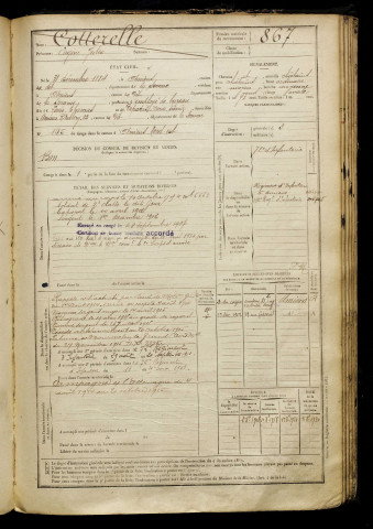 Cotterelle, Eugène Jules, né le 31 décembre 1884 à Amiens (Somme), classe 1904, matricule n° 867, Bureau de recrutement d'Amiens