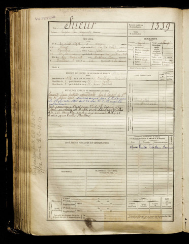 Sueur, Eugène Pierre Raymond, né le 20 avril 1901 à Avion (Pas-de-Calais), classe 1921, matricule n° 1339, Bureau de recrutement d'Abbeville