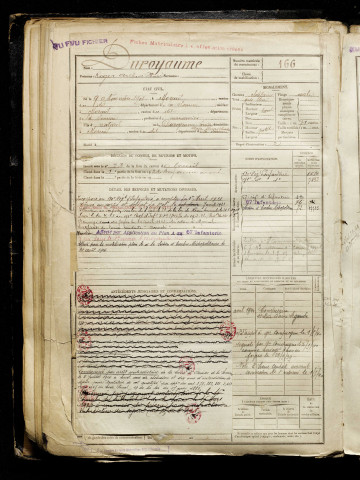 Duroyaume, Roger Arthur Henri, né le 09 novembre 1901 à Moreuil (Somme), classe 1921, matricule n° 166, Bureau de recrutement de Péronne
