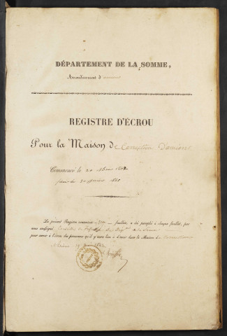 Maison de correction dite Bicêtre à Amiens. Registre d'écrou : numéros 6353 à 7165. 22 mai 1842 - 30 juin 1843