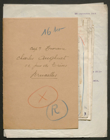 Témoignage de Aughuet, Charles (Capitaine) et correspondance avec Jacques Péricard