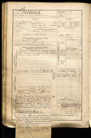 Bertoux, Charles Louis Eugène Marc, né le 12 novembre 1875 à Épagne-Épagnette (Somme), classe 1895, matricule n° 786, Bureau de recrutement d'Abbeville