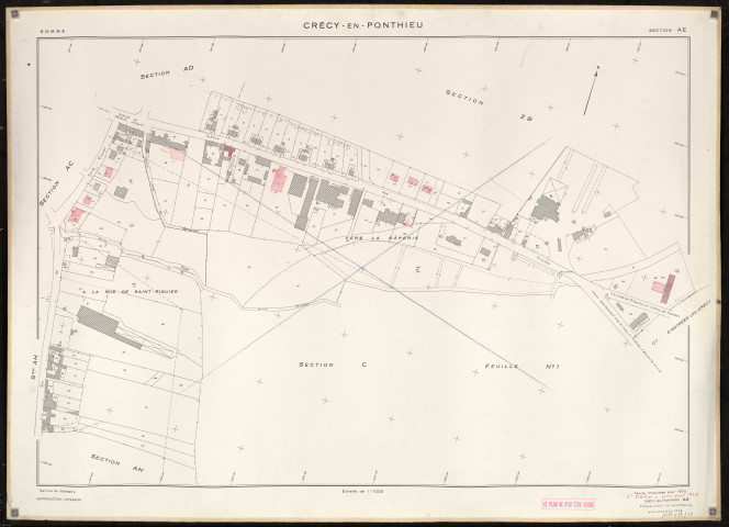 Plan du cadastre rénové - Crécy-en-Ponthieu : section AE