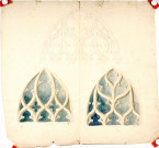 Projet de vitrail pour une église : dessin d'un remplage de baie par l'architecte Delefortrie
