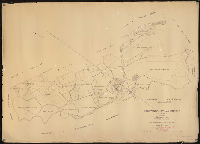 Plan du cadastre rénové - Bouvaincourt-sur-Bresle : section C