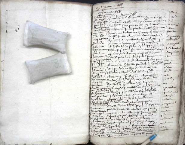 Etude de Me Pierre Lagrene à Amiens (étude n°4). Minutes des années 1668-1669
