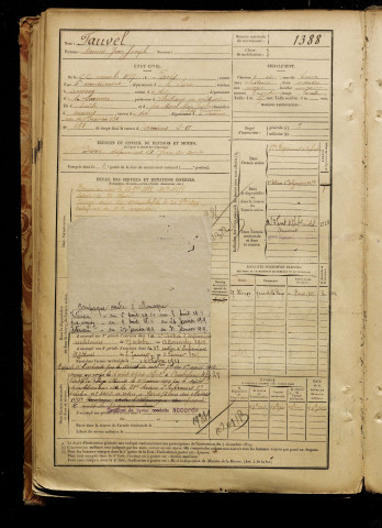Fauvel, Maurice Jean Joseph, né le 22 novembre 1877 à Paris 6e Arrondissement (Paris), classe 1897, matricule n° 1388, Bureau de recrutement d'Amiens
