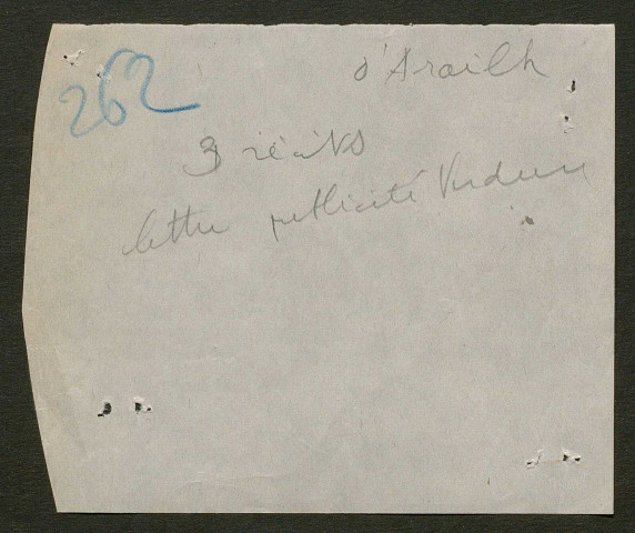 Témoignage de Arailh (d'), Robert et correspondance avec Jacques Péricard