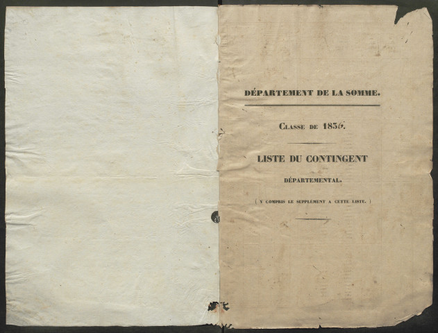 Liste du contingent (ensemble du département) de l'année 1836