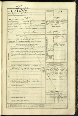 Harlé, Modeste Abel Arsène, né le 13 février 1864 à Lucheux (Somme, France), classe 1884, matricule n° 61, Bureau de recrutement d'Abbeville
