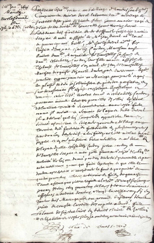 Etude de Me Jean-Baptiste Trencart à Amiens (étude n°12). Minutes de l'année 1671