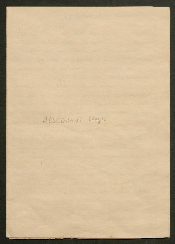 Témoignage de Allegrain, Georges et correspondance avec Jacques Péricard