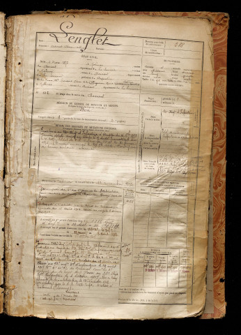 Lenglet, Adorat César Arthur, né le 03 mars 1872 à Talmas (Somme), classe 1892, matricule n° 288, Bureau de recrutement d'Abbeville