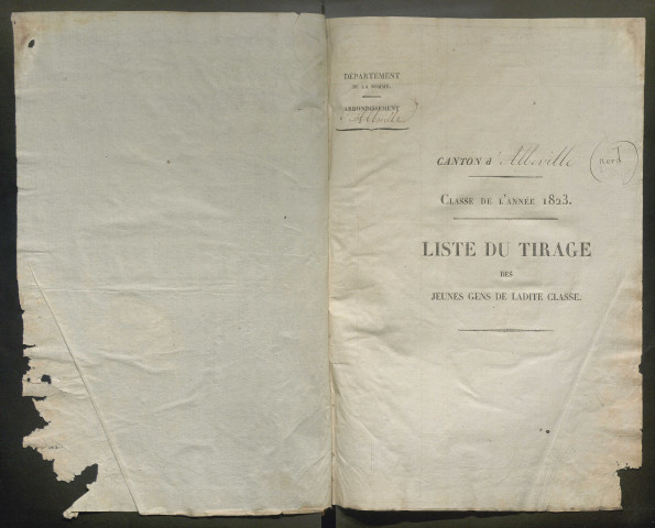 Tirage au sort (arrondissement d'Abbeville) de l'année 1823