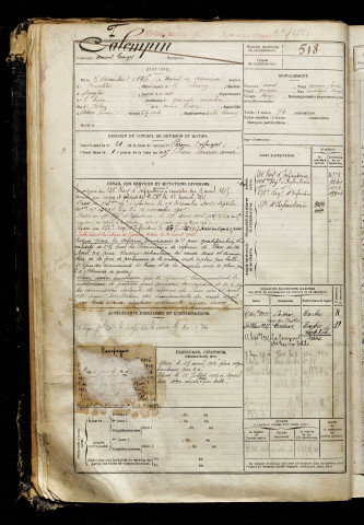 Falempin, Marcel Georges, né le 15 décembre 1896 à Mesnil-en-Arrouaise (Somme), classe 1916, matricule n° 518, Bureau de recrutement de Péronne