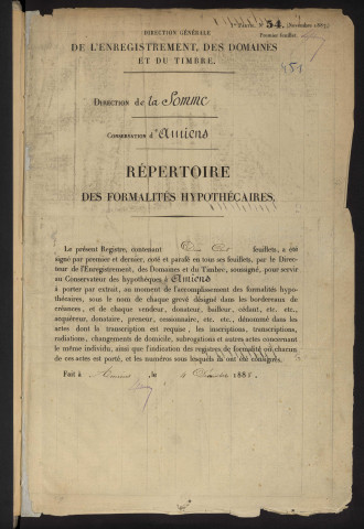 Répertoire des formalités hypothécaires, du 09/07/1890 au 22/09/1890, volume 451 (Conservation des hypothèques d'Amiens)