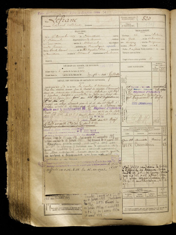 Lefranc, Edouard Alphonse, né le 15 novembre 1889 à Cannessières (Somme), classe 1909, matricule n° 820, Bureau de recrutement d'Amiens