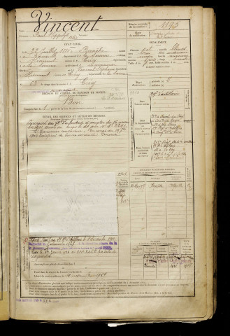 Vincent, Paul Hippolyte Alix, né le 22 juillet 1880 à Bernâtre (Somme), classe 1900, matricule n° 1195, Bureau de recrutement d'Abbeville
