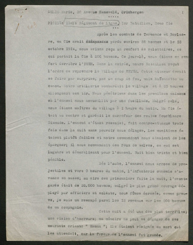 Témoignage de Delis, Marie et correspondance avec Jacques Péricard