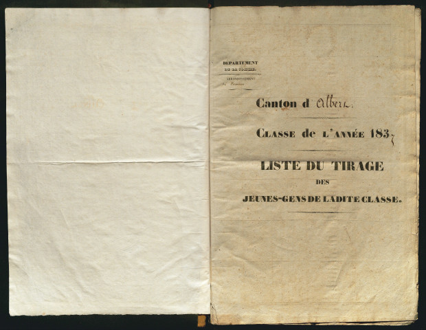 Tirage au sort (arrondissement de Péronne) de l'année 1837