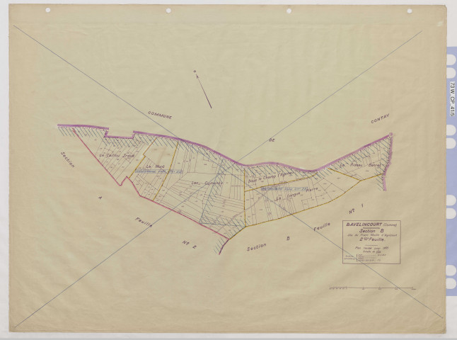 Plan du cadastre rénové - Bavelincourt : section B2