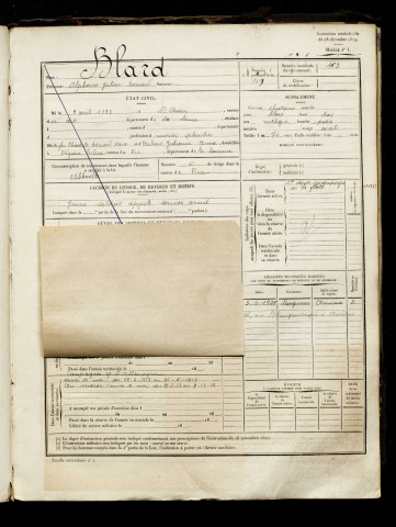 Blard, Alphonse Julien Edmond, né le 02 avril 1898 à Saint-Ouen (Seine-Saint-Denis), classe 1918, matricule n° 163, Bureau de recrutement d'Amiens