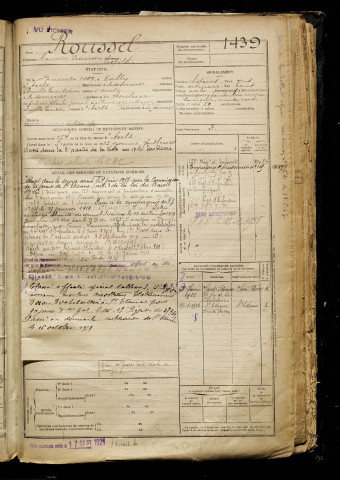 Roussel, Maurice Léandre Léopold, né le 11 décembre 1897 à Tully (Somme), classe 1917, matricule n° 1439, Bureau de recrutement d'Amiens