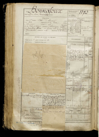 Bonnafoux, Henri Pierre Bonaventure, né le 15 mai 1890 à Ajaccio (Finistère), classe 1910, matricule n° 1170, Bureau de recrutement d'Abbeville