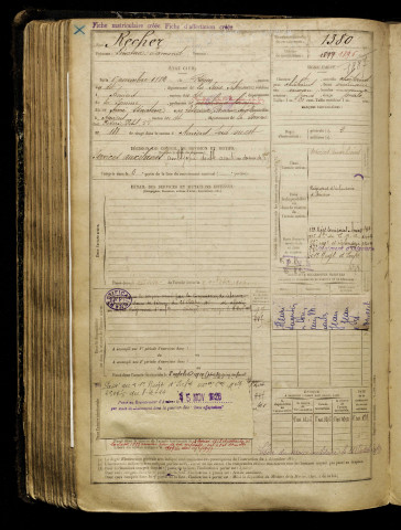 Recher, Sénateur Edmond, né le 01 novembre 1882 à Rouen (Seine-Maritime), classe 1902, matricule n° 1380, Bureau de recrutement d'Amiens