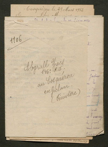 Témoignage de Abgrall, Théodore Yves et correspondance avec Jacques Péricard