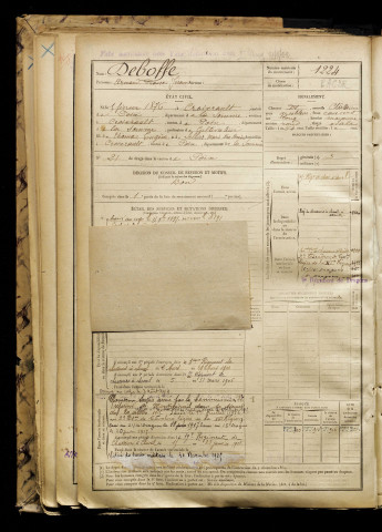 Deboffe, Armand François Jérome, né le 05 février 1876 à Croixrault (Somme), classe 1896, matricule n° 1224, Bureau de recrutement d'Amiens