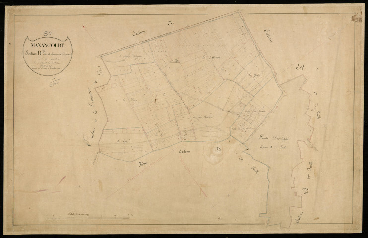 Plan du cadastre napoléonien - Etricourt-Manancourt (Manancourt) : Hameau d'Etricourt (Le), D3