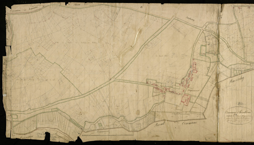 Plan du cadastre napoléonien - Hombleux : Baquencourt ; Plaine du Tombeau de Roboham (La), E