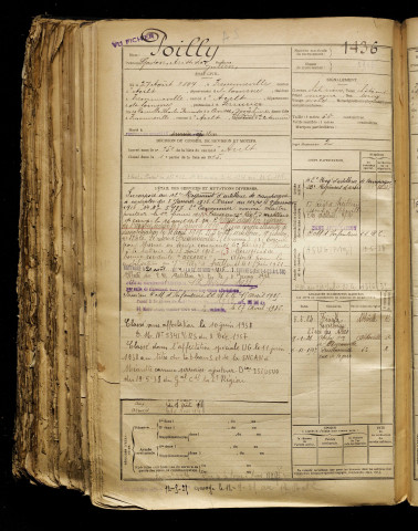 Poilly, Gaston Aristide Julien, né le 27 août 1897 à Fressenneville (Somme), classe 1917, matricule n° 1436, Bureau de recrutement d'Amiens