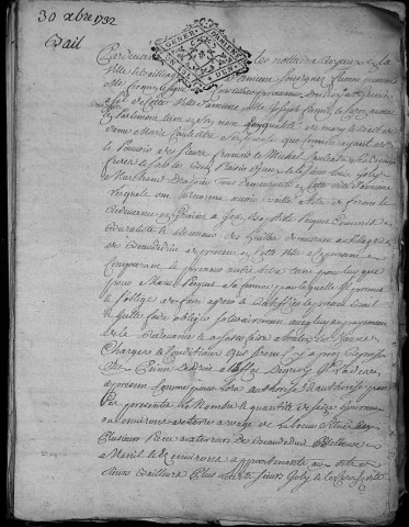 Etude de Me Grégoire Rault à Amiens (étude n°21). Minutes de l'année 1732