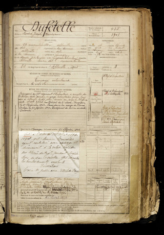 Dufételle, André Joseph Maurice, né le 19 novembre 1881 à Abbeville (Somme), classe 1901, matricule n° 435, Bureau de recrutement d'Abbeville