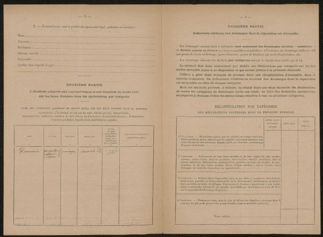 Péronne. Demande d'indemnisation des dommages de guerre : dossier Douay