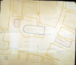 Projet de reconstruction de l'hôtel de ville et des prisons royales : plan de la place du grand marché figurant l'emprise de l'église Saint-FLorent