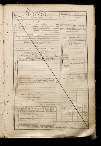 Martin, Octave Albert Gaston, né le 27 novembre 1876 à Chilly (Somme), classe 1896, matricule n° 679, Bureau de recrutement d'Abbeville