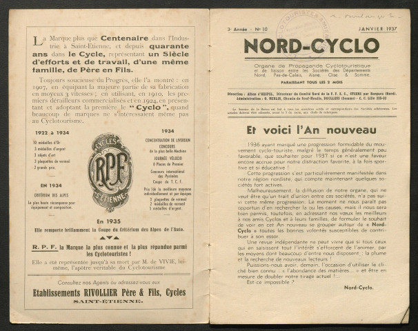 Nord-Cyclo. Organe de Propagande Cyclotouristique et de liaison entre les Sociétés des Départements du Nord, du Pas-de-Calais et de la Somme, numéro 10