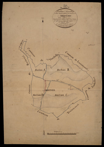 Plan du cadastre napoléonien - Arqueves : tableau d'assemblage