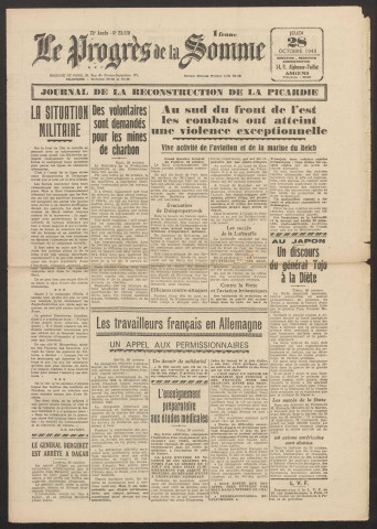 Le Progrès de la Somme, numéro 23110, 28 octobre 1943