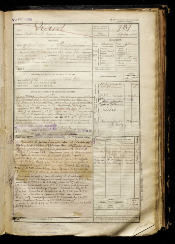 Viard, André Emile Auguste, né le 14 avril 1901 à Villers-Bretonneux (Somme), classe 1921, matricule n° 787, Bureau de recrutement d'Amiens